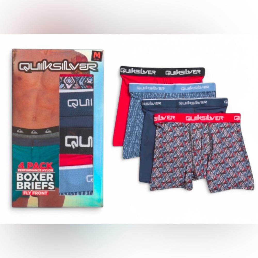 Quiksilver Men’s Performance Nylon boxer briefs compression shorts 4 pair pack